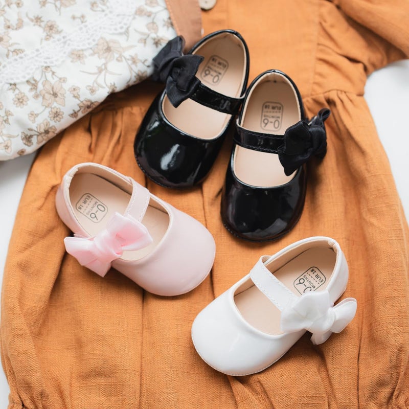 Meckior Infant Baby Girls Soft Sole Bowknot Princess Wedding Dress Mary Jane Flats Prewalker Newborn Light Baby Sneaker Shoes - Image 2