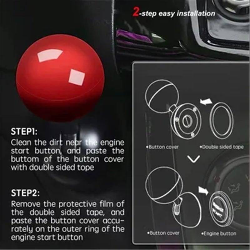 Car Push to Start Button Rocker, Car Push to Start Button, Push Start Button Cover, Car Engine Start-Stop Button Joystick, Car Start Button Cover Decorative Accessories - Image 3
