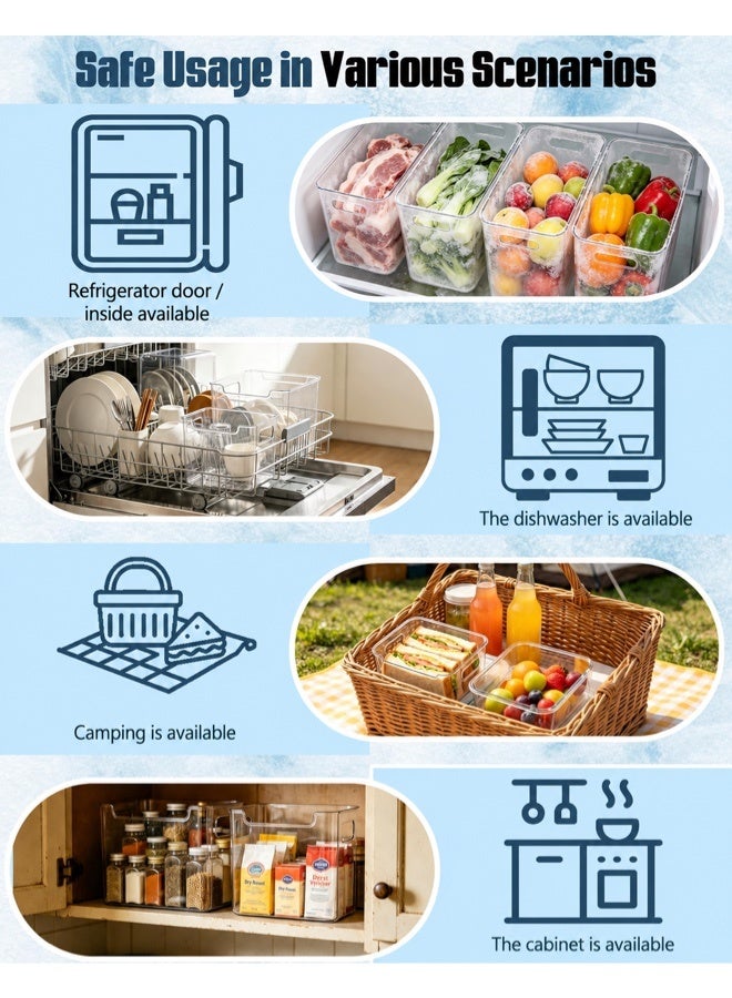 Crystal Clear Fridge Organizer Bins, 2 Pack (L+S) Stackable PET Freezer Storage Containers with Handles for Refrigerator Side Door, Interior, Pantry and Kitchen (Clear, 1L+1S) - Image 4