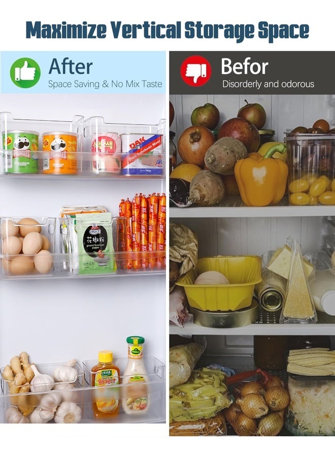 Crystal Clear Fridge Organizer Bins, 2 Pack (L+S) Stackable PET Freezer Storage Containers with Handles for Refrigerator Side Door, Interior, Pantry and Kitchen (Clear, 1L+1S) - Image 5