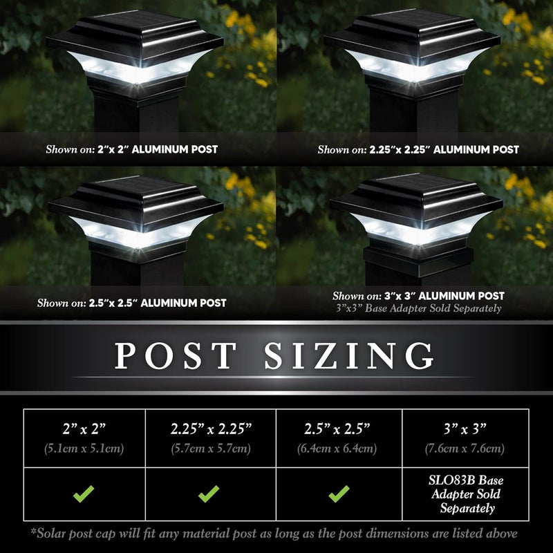 Classy Caps SL082B Imperial Solar Post Light - Black Powder Coated Aluminum for 2" x 2", 2.25" x 2.25", and 2.5" x 2.5" Posts - Image 3