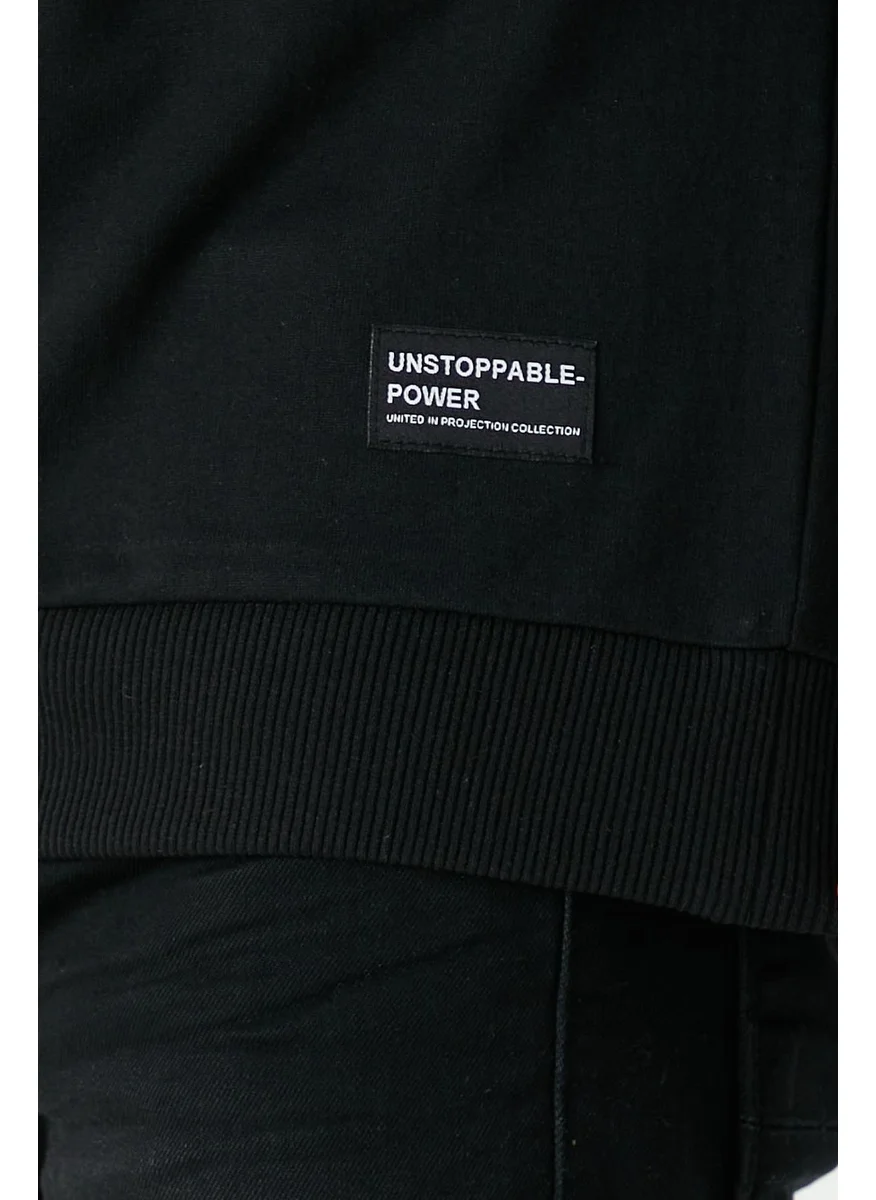 mmetalic Men's Black Basic Crew Neck Sweatshirt