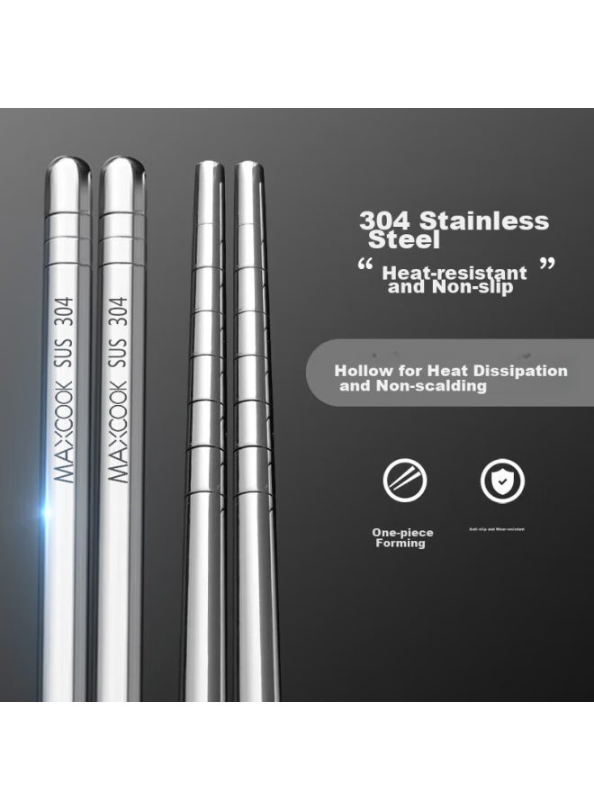 MAX COOK Meichun 304 Stainless Steel Chopsticks, 10 Pairs Per Box, Mcpj-gk10a, Non-slip, Heat-resistant, Drop-resistant - Image 2