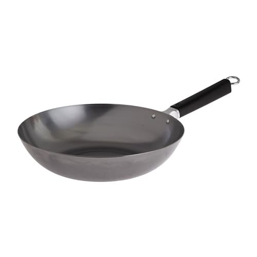 JOYCE CHEN Professional Series 12Inch Carbon Steel Stir Fry Pan with Phenolic Handle