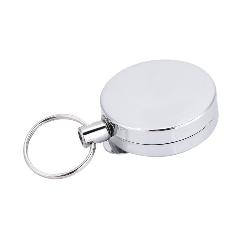 Retractable Keychain 1 Premium Metal Chromeplate - Rust Resistant Elastic Steel Wire Anti Lost Keychain for Daily Carry & Key Management - Image 2