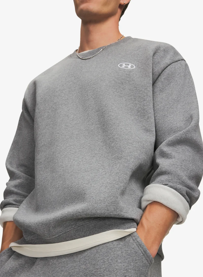 Under Armour Castlerock Light Heather /  / White Rival Fleece Sweatshirt for Men | Best Price UAE