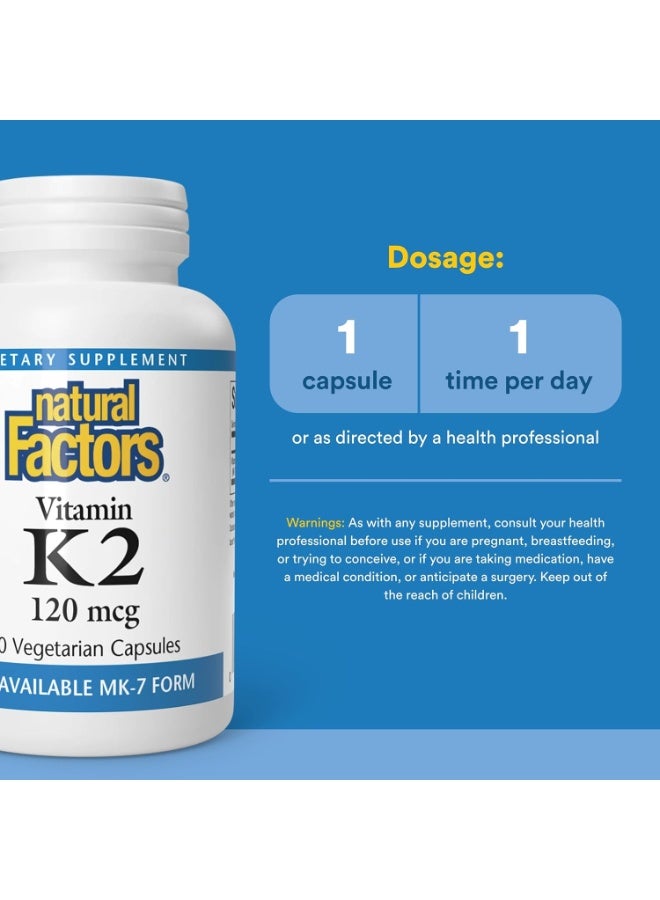 natural Factors Vitamin K2 MK-7 100mcg Veggie Capsules – Natto Derived Vitamin K2 Supplement, 180 Capsules - Image 3