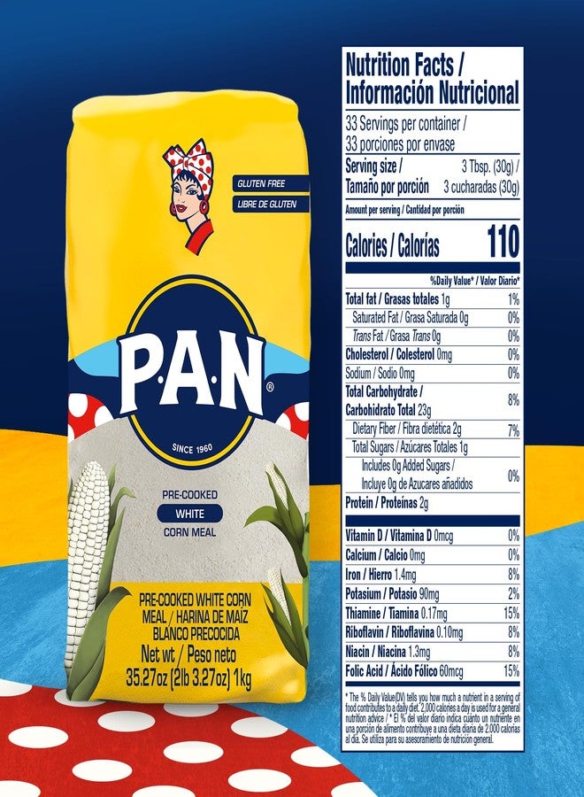 P.A.N. White Corn Meal – Pre-cooked Gluten Free and Kosher Flour for Arepas (2 lb 3.27 Oz / Pack of 1) - Image 2