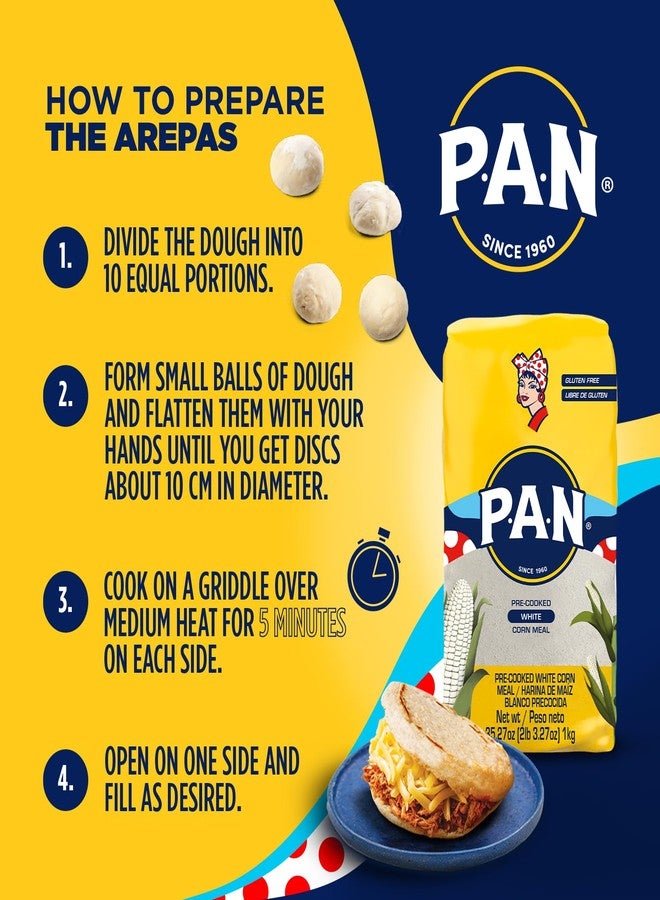 P.A.N. White Corn Meal – Pre-cooked Gluten Free and Kosher Flour for Arepas (2 lb 3.27 Oz / Pack of 1) - Image 5