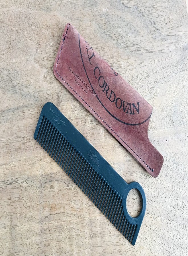 Chicago Comb Model 1 Carbon Fiber Comb + Horween Shell Cordovan Color No. 8 sheath, Made in USA, ultimate pocket & travel comb, smooth strong & light, anti-static, premium American leather - Image 3