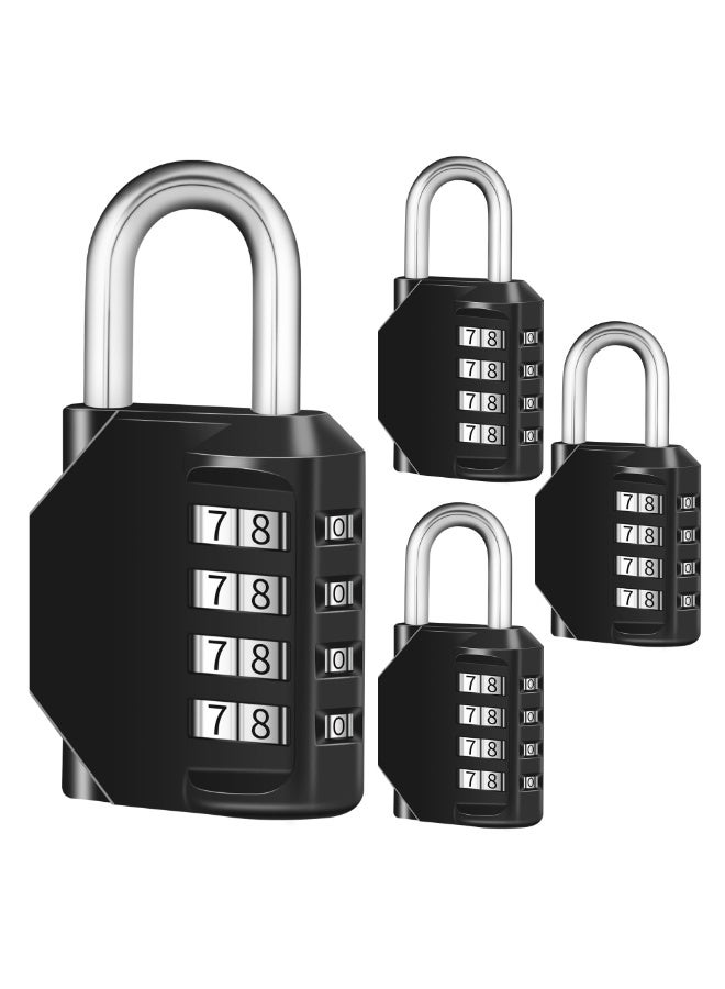 Arabest 4-Piece Password Padlock, Luggage Lock, 4 Digit Outdoor Waterproof Padlock, Secure Outdoor Padlock for Gym Lockers, Toolboxes, Gates, Fences, Storage, Sports Locker (Black) - Image 1