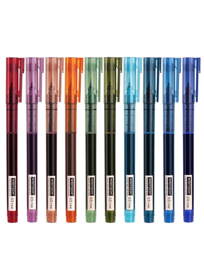 WRITECH Rolling Ball Pens Quick Dry Ink 0.5 Mm Extra Fine Point Pens 10 Pcs Liquid Ink Pen Rollerball Pens Vintage Color  - Image 1