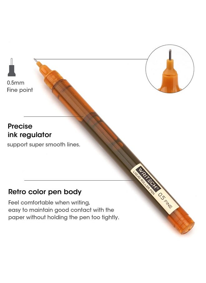 WRITECH Rolling Ball Pens Quick Dry Ink 0.5 Mm Extra Fine Point Pens 10 Pcs Liquid Ink Pen Rollerball Pens Vintage Color  - Image 2
