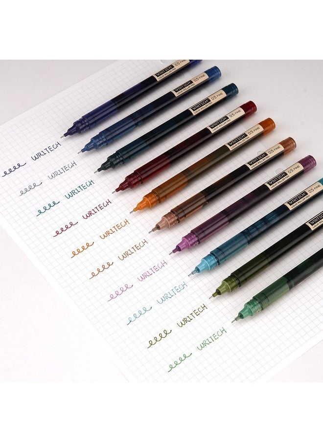 WRITECH Rolling Ball Pens Quick Dry Ink 0.5 Mm Extra Fine Point Pens 10 Pcs Liquid Ink Pen Rollerball Pens Vintage Color  - Image 3