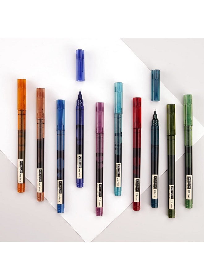 WRITECH Rolling Ball Pens Quick Dry Ink 0.5 Mm Extra Fine Point Pens 10 Pcs Liquid Ink Pen Rollerball Pens Vintage Color  - Image 4