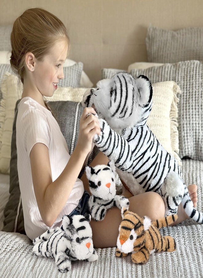 MaoGoLan 4Pcs White Tiger Stuffed Animals, 17.7 inches Large Tiger Plush Toy Set, Stuffed Mommy Tiger with 3 Cubs, Gifts for Boys Girls, Birthday Christmas Festive Decor - Image 2