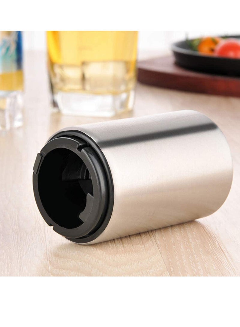 SYOSI Magnetic Bottle Opener, Stainless Steel Automatic Bottle Opener, Push Pull Bottle Lid Lifter, Gift for Men, can Open Bottle in Half a Second 2 PCS  - Image 5