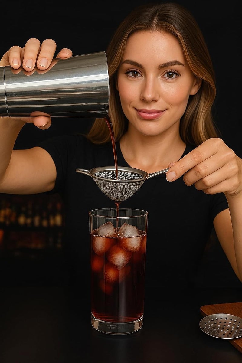 TheBarsentials Cocktail Strainer Set Stainless Steel Bar Tools with Stirring Spoon - Hawthorne, Julep, & Fine-Mesh Sifter for Drinks - Image 5