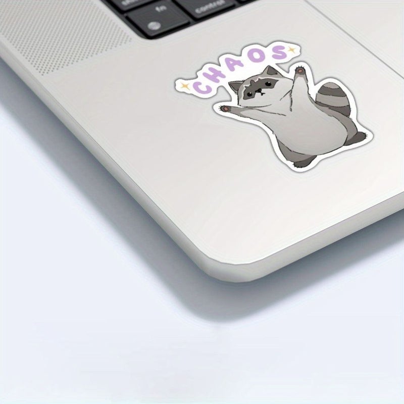 3 Pieces Polychrome Raccoon Chaos Cartoon Vinyl Car Sticker Durable Glossy Decal For Vehicle Bumper Window Decoration Playful Design - Image 4