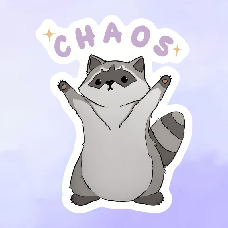 3 Pieces Polychrome Raccoon Chaos Cartoon Vinyl Car Sticker Durable Glossy Decal For Vehicle Bumper Window Decoration Playful Design - Image 1