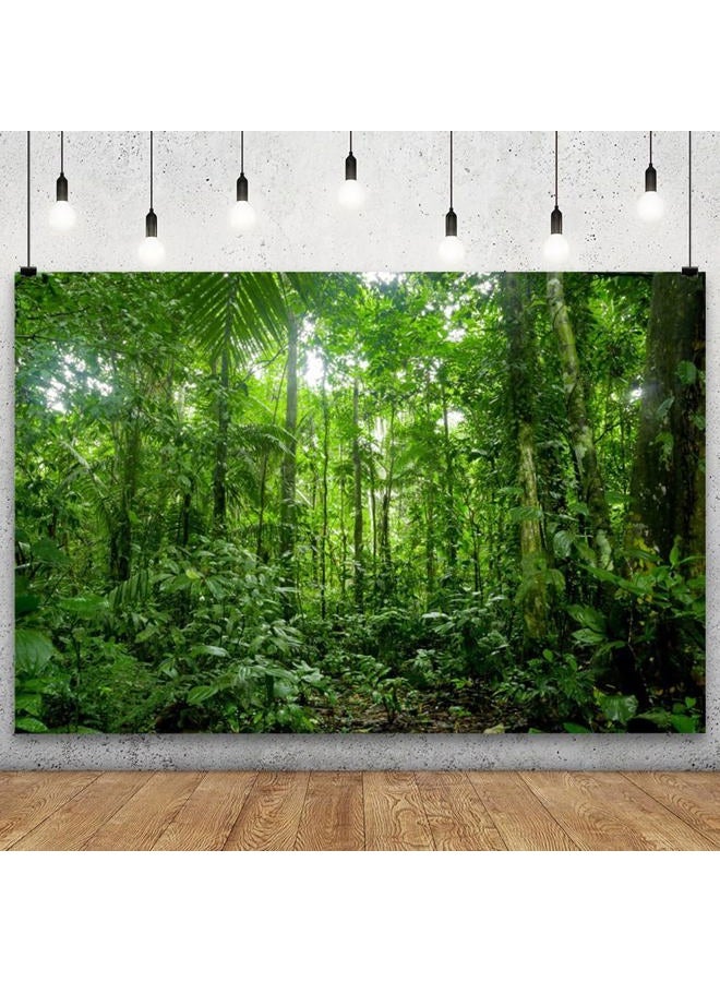 YongFoto 8x6.5ft Jungle Forest Trees Backdrops for Photography Summer Woods Wonderland Trees Plant Spring Nature Landscape Photography Background Picnic Camping Girl Boy Scouts Adventure Photo Studio  - Image 2