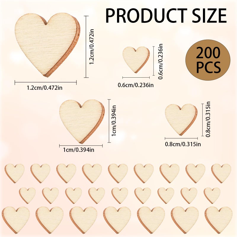 LUSTRIB 200PCS Cute Wooden Heart for Crafts, 0.5 Inch Unfinished Mini Tiny Wood Hearting for Valentine's Day, Small Cutout Hearting Shapes Sign Tags/Wood Hearts Cutout Slices for Birthday Party, Wedding - Image 2