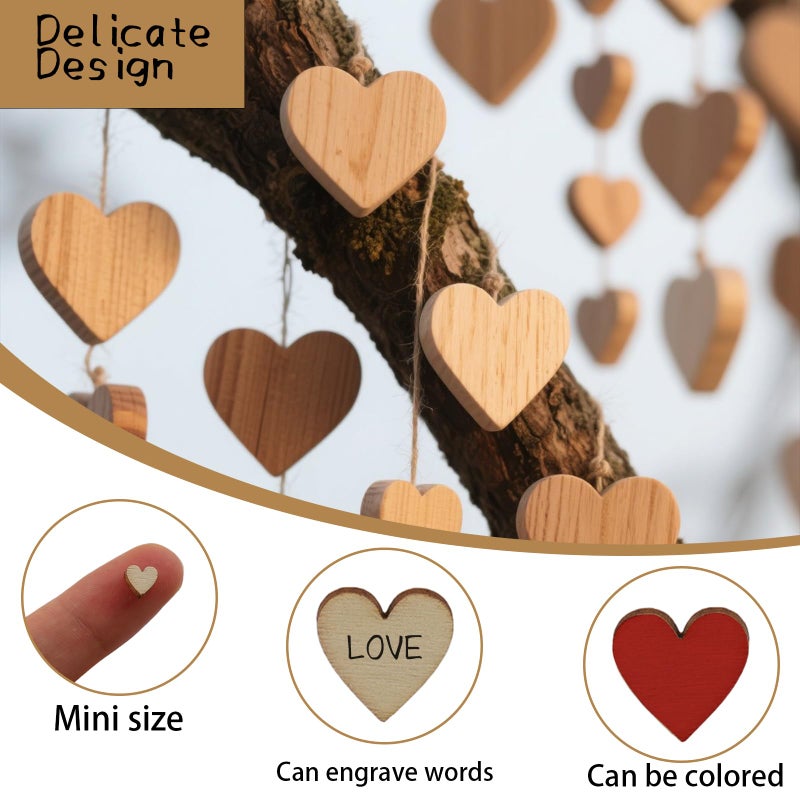 LUSTRIB 200PCS Cute Wooden Heart for Crafts, 0.5 Inch Unfinished Mini Tiny Wood Hearting for Valentine's Day, Small Cutout Hearting Shapes Sign Tags/Wood Hearts Cutout Slices for Birthday Party, Wedding - Image 3