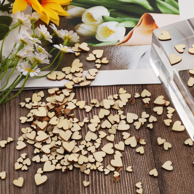 LUSTRIB 200PCS Cute Wooden Heart for Crafts, 0.5 Inch Unfinished Mini Tiny Wood Hearting for Valentine's Day, Small Cutout Hearting Shapes Sign Tags/Wood Hearts Cutout Slices for Birthday Party, Wedding - Image 4