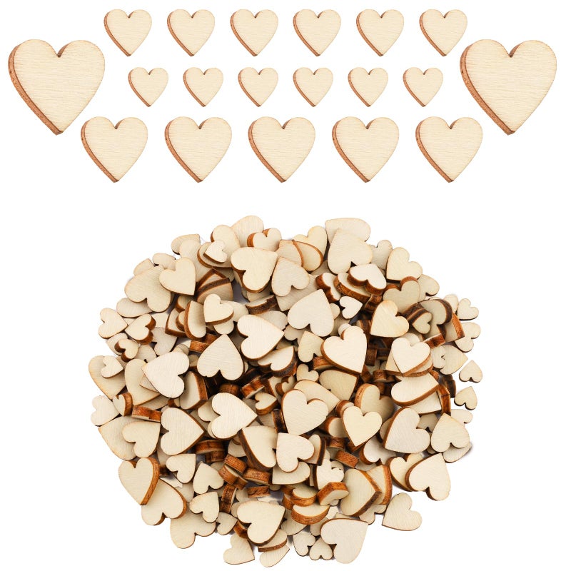 LUSTRIB 200PCS Cute Wooden Heart for Crafts, 0.5 Inch Unfinished Mini Tiny Wood Hearting for Valentine's Day, Small Cutout Hearting Shapes Sign Tags/Wood Hearts Cutout Slices for Birthday Party, Wedding - Image 1