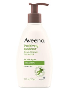 Aveeno Aveeno Positively Radiant Brightening Facial Cleanser for Sensitive Skin, Targets Dull Skin, Moisture Rich Soy Extract, Non-Comedogenic, Oil- & Soap-Free, Hypoallergenic, 11 Fl. Oz  - Image 1
