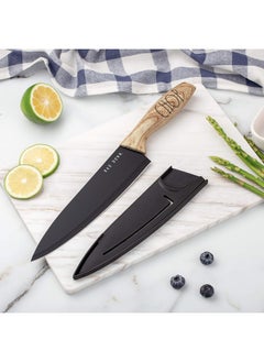 Rae Dunn Rae Dunn Everyday Collection Set of 5 Stainless Steel Knives with Sheaths- Chef, Paring, Bread, Santoku Knives- (Black)  - Image 3
