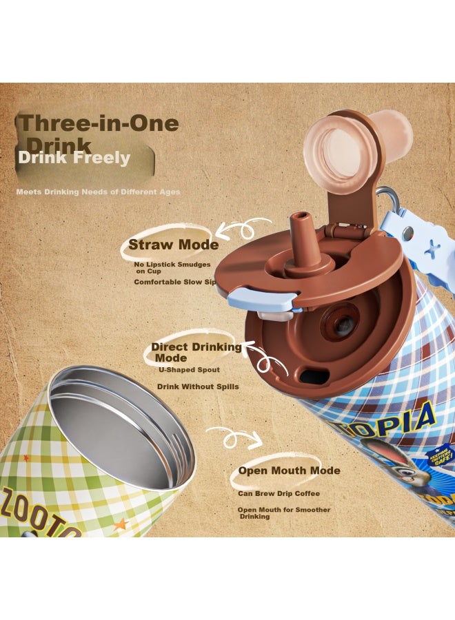 Germ Zootopia Collaboration Insulated Coffee Cup 550ml Judy Blue Double Drinking Straw Cup For Men And Women Students - Image 2
