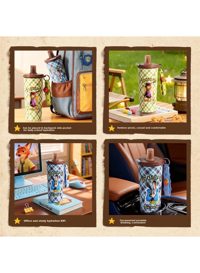 Germ Zootopia Collaboration Insulated Coffee Cup 550ml Judy Blue Double Drinking Straw Cup For Men And Women Students - Image 1
