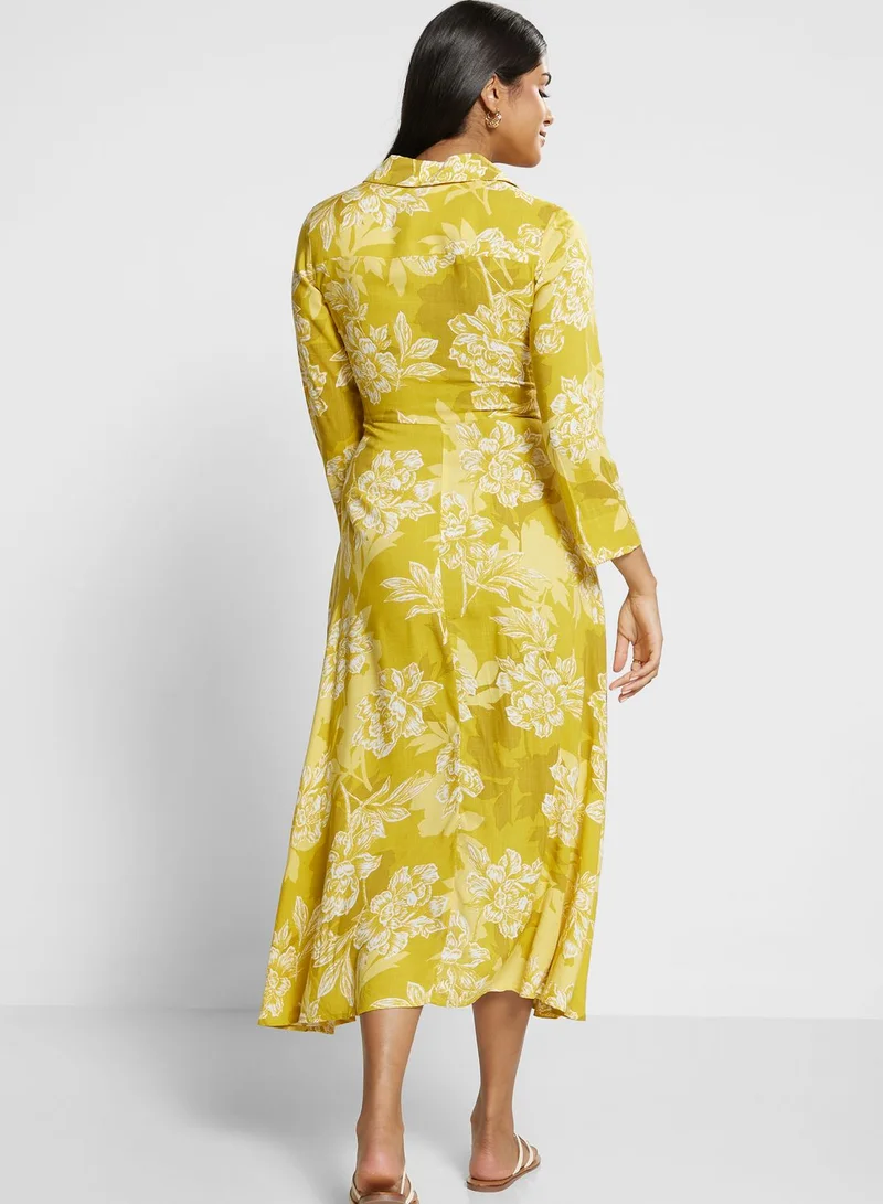 Biba Button Detail Floral Print Dress
