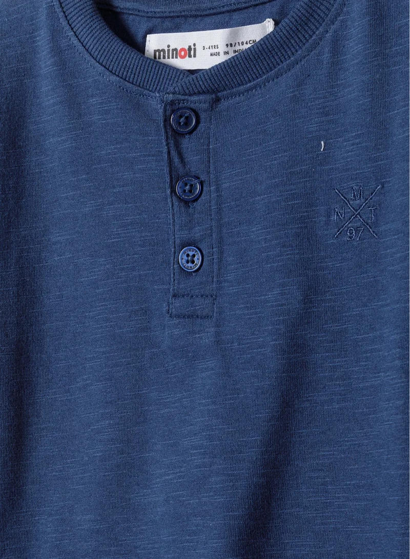 MINOTI Short Sleeve Henley T-Shirt with Button Neckline