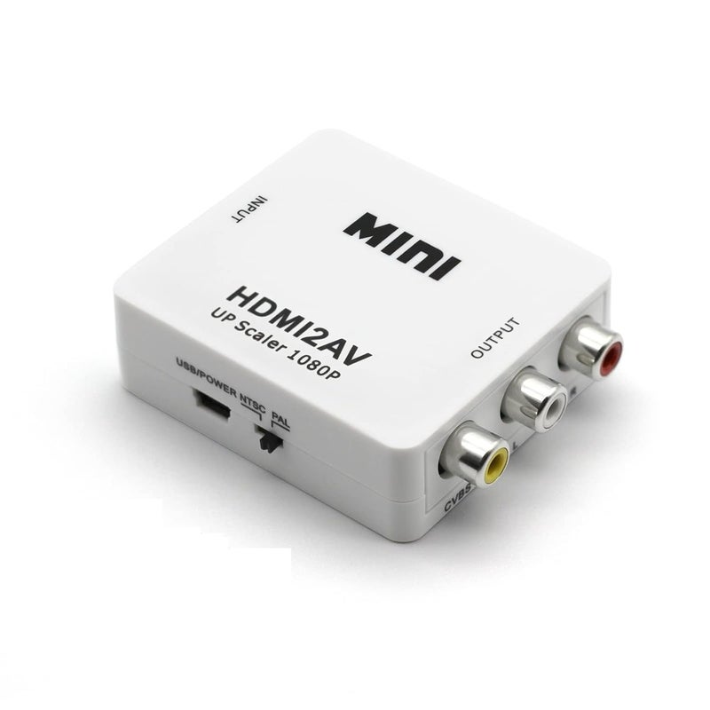 SANCY Mini HDMI to AV RCA Converter – 1080P HD Video Adapter with Up Scaler for HDMI Input to Composite Output – Supports TV, DVD, VCR, Projector - Image 1