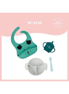 babymoov Learn Isy 4 Pieces Silicone Meal Set For Babies, Bpa Free And Dishwasher Safe , 15 - 24 Months – Blue Dog  - Image 4