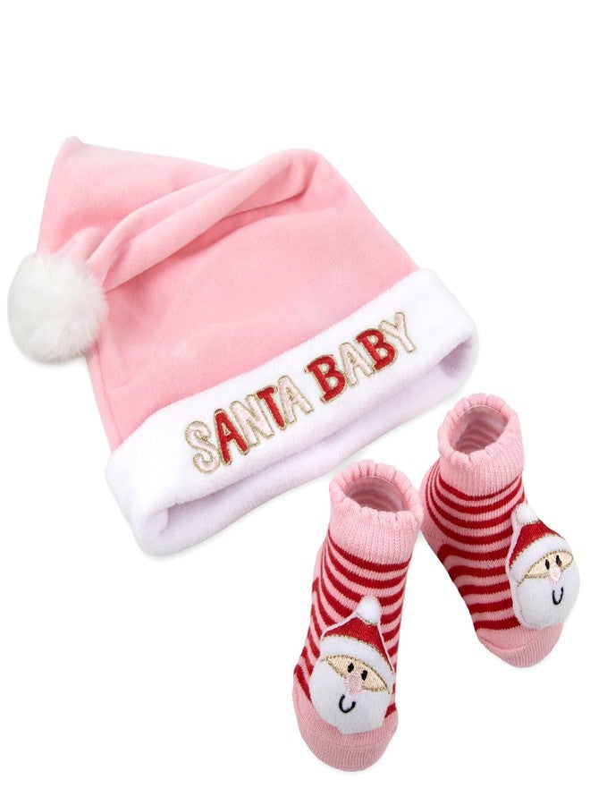 Baby Essentials Baby Christmas 2-Piece Hat and Bootie Sock Set - Santa Baby Outfit Gift for Newborn Holiday Photos & Infant Stocking Stuffer - Image 2