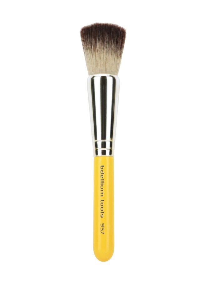 Bdellium Tools Professional Makeup Brush - 957 Precision Kabuki - Short Wooden Handle for Convenient Travel, For Versatile Application (Yellow, 1pc) - Image 1