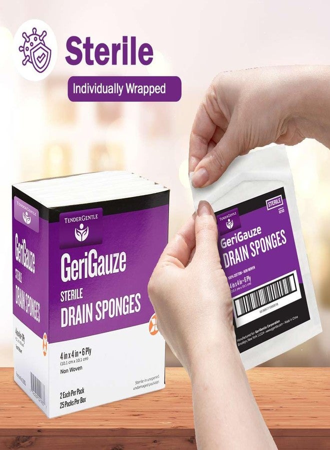 TenderGentle Split Gauze Sponges 4x4 Sterile - 1 Pack of 50 6 Ply Feeding Tube Pads - Drain Sponges for Catheters, IVs, Tracheostomy, and G Tubes - Image 3