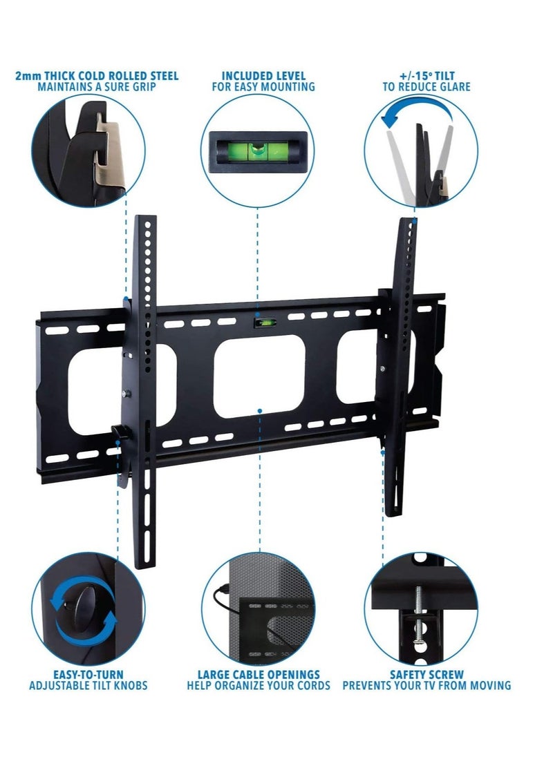 Generic TV Wall Mount Bracket For Samsung Sony Vizio LG TCL Element 32 40 42 47 50 55 60 65 Inch TVs VESA 200x200 400x400 600x400, 750x450 Compatible Premium Tilt 175 Lbs Capacity  - Image 2