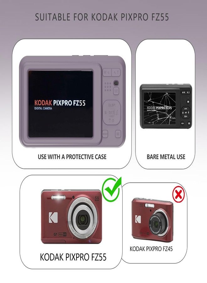 Tedubax Case for Kodak PIXPRO FZ55,FZ55 accessories,Soft Silicone Protective Case,Comes with 2 Screen Protectors and 1 Wrist Strap - Rose grey - Image 2