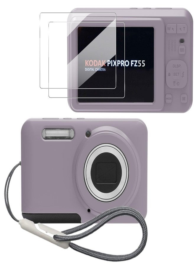 Tedubax Case for Kodak PIXPRO FZ55,FZ55 accessories,Soft Silicone Protective Case,Comes with 2 Screen Protectors and 1 Wrist Strap - Rose grey - Image 1