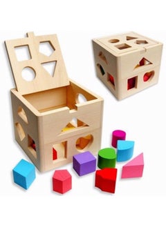 LOOPITYS Wooden shape classification cube toy, 13 colored wooden geometric shape blocks and classification boxes, children's learning matching game, children's preschool education learning toys  - Image 2