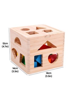 LOOPITYS Wooden shape classification cube toy, 13 colored wooden geometric shape blocks and classification boxes, children's learning matching game, children's preschool education learning toys  - Image 3