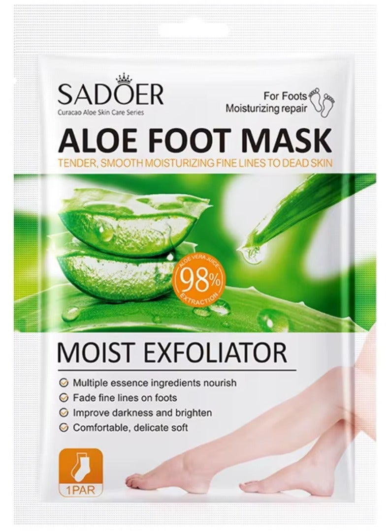 SADOER 6 Pairs Aloe Vera Foot Mask Moisturizing Foot Mask Set for Exfoliating Remove Dead Skin & Remove Odor Gentle Exfoliate Soften Calluses Repair Dry Rough Foots 6x35g - Image 2