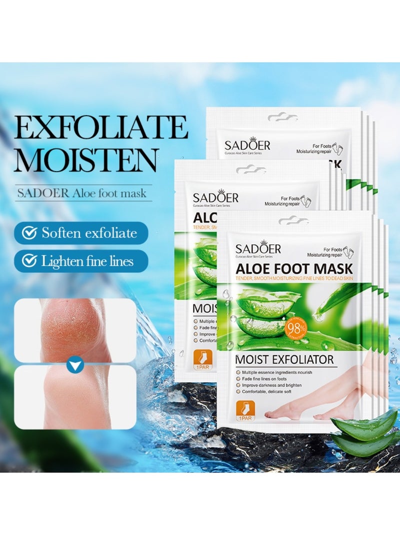 SADOER 6 Pairs Aloe Vera Foot Mask Moisturizing Foot Mask Set for Exfoliating Remove Dead Skin & Remove Odor Gentle Exfoliate Soften Calluses Repair Dry Rough Foots 6x35g - Image 4
