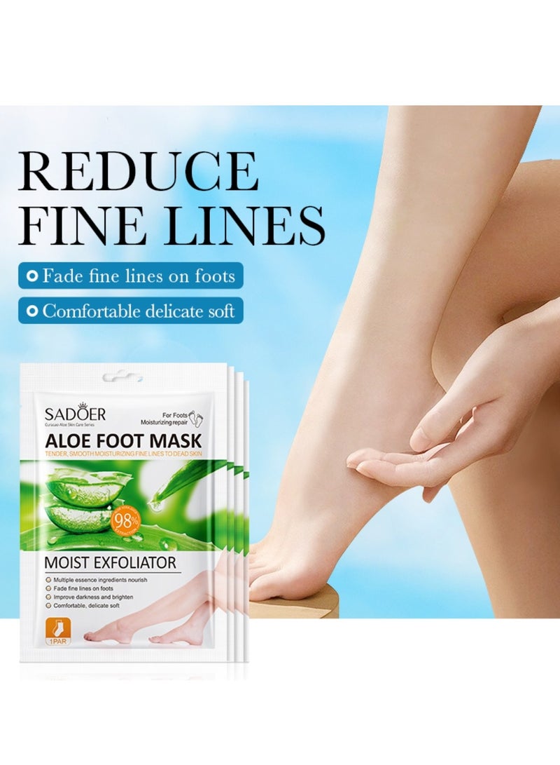 SADOER 6 Pairs Aloe Vera Foot Mask Moisturizing Foot Mask Set for Exfoliating Remove Dead Skin & Remove Odor Gentle Exfoliate Soften Calluses Repair Dry Rough Foots 6x35g - Image 3