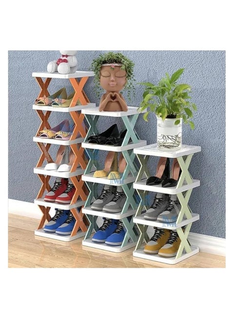 Multi layer space-saving plastic shoe rack 5 layers multi colour