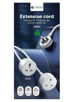 CAROSKI 1 Way 5M Power Extension Cord - 2500W Single Socket Universal Outlet Cable Extender - Ideal for Extension Cable Tasks - Versatile Power Strip for Home and Office  - Image 3